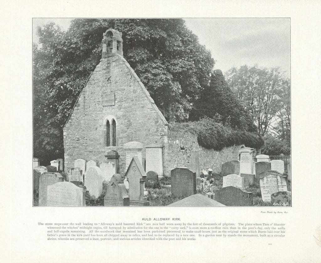 Auld Alloway Kirk. Scotland 1900 old antique vintage print picture